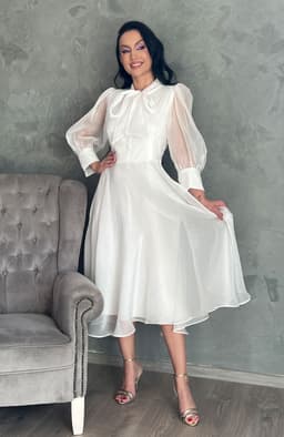 Rochie de cununie civila alba vaporoasa 1