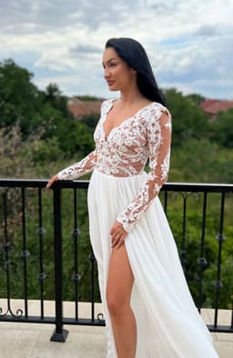Rochie de cununie lunga cu dantela alba 6