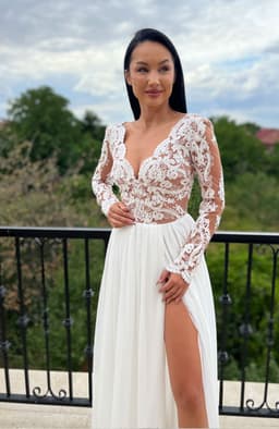 Rochie de cununie lunga cu dantela alba 3