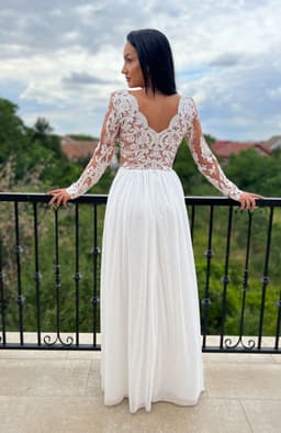 Rochie de cununie lunga cu dantela alba 7