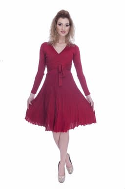 Rochie de iarna eleganta tricotata rosie 3