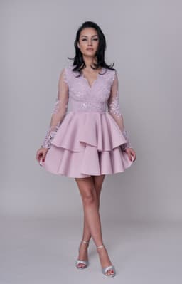 Rochie de ocazie baby doll roz prafuit 3