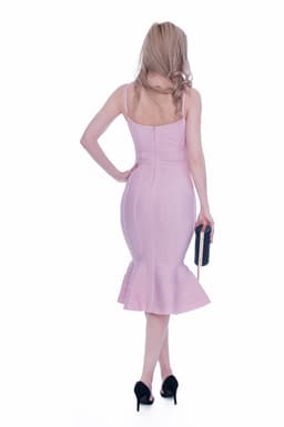 Rochie de ocazie bandage midi roz 11