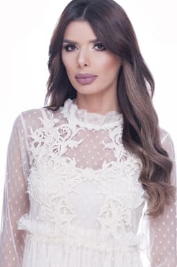 Rochie de ocazie cu broderie dantela crem 6