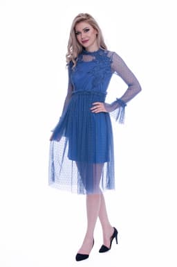Rochie de ocazie cu dantela albastra 3