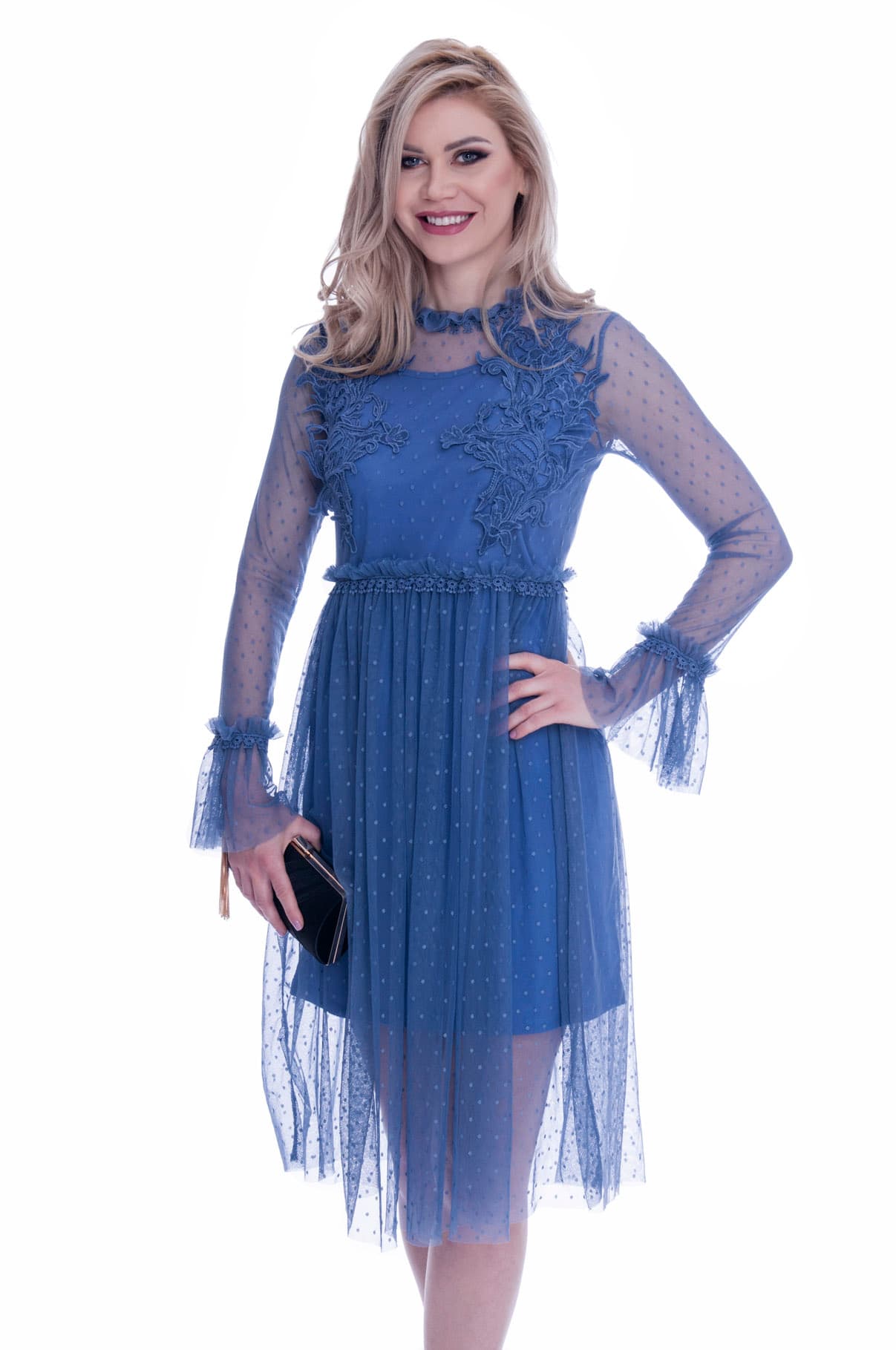 Rochie de ocazie cu dantela albastra