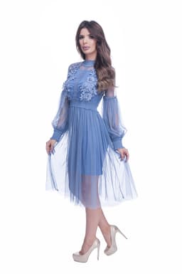 Rochie de ocazie dantela albastra 4