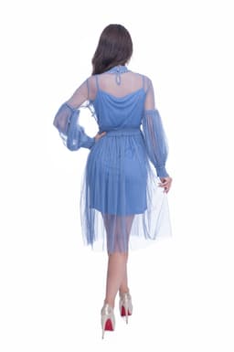 Rochie de ocazie dantela albastra 5