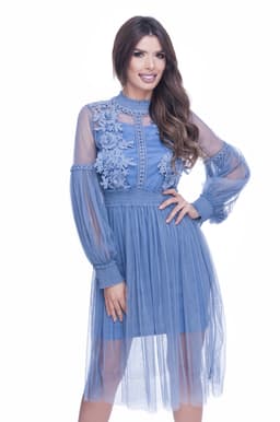 Rochie de ocazie dantela albastra 2
