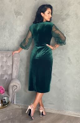 Rochie de ocazie din catifea verde cu aplicatii 5