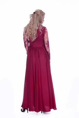 Rochie de ocazie din dantela lunga rosie 4