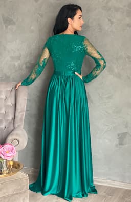 Rochie de ocazie din dantela lunga verde 4