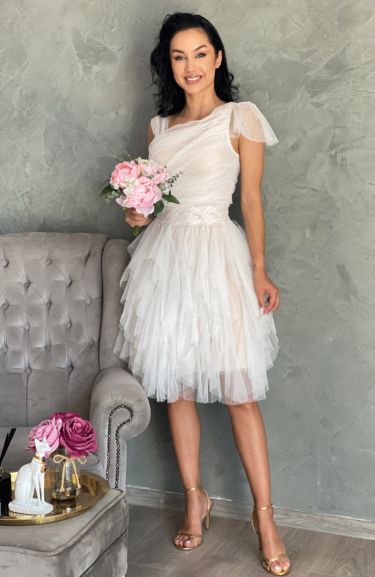 Rochie de ocazie din tull alb