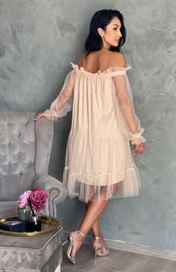 Rochie de ocazie din tull bej 7