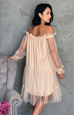 Rochie de ocazie din tull bej 6