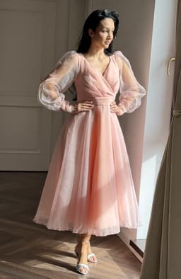 Rochie de ocazie eleganta midi din tull 2