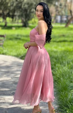 Rochie de ocazie eleganta roz din organza 3