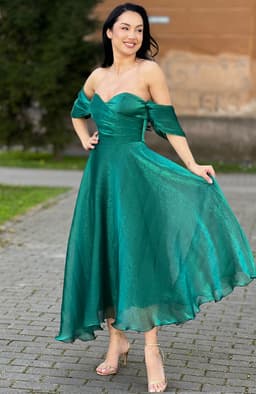 Rochie de ocazie eleganta verde din organza 2