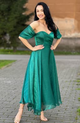 Rochie de ocazie eleganta verde din organza 5