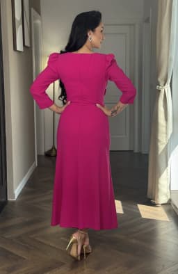 Rochie de ocazie fucsia cu aplicatii 6