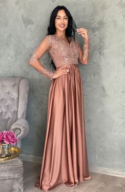 Rochie de ocazie lunga din dantela si voal 4