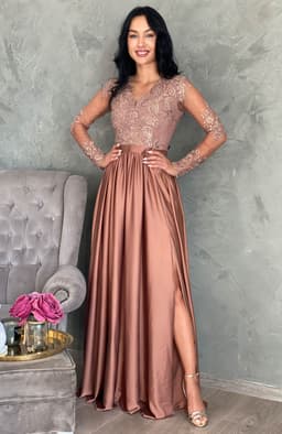 Rochie de ocazie lunga din dantela si voal 2