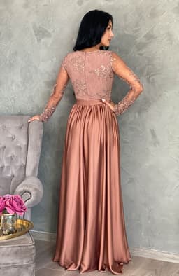 Rochie de ocazie lunga din dantela si voal 5