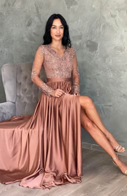 Rochie de ocazie lunga din dantela si voal 6