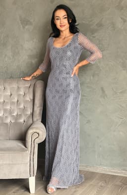 Rochie de ocazie lunga gri cu spatele decupat 3