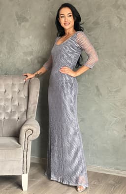 Rochie de ocazie lunga gri cu spatele decupat 1