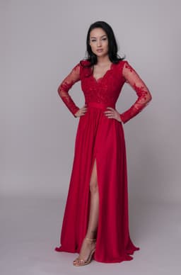 Rochie de ocazie lunga rosie 4