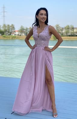 Rochie de ocazie lunga cu dantela 3