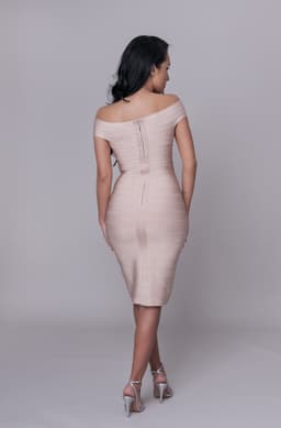 Rochie de ocazie midi crem 5