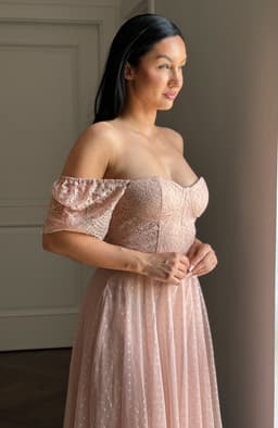 Rochie de ocazie midi din tull si dantela 7