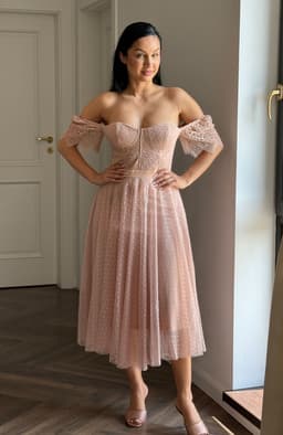 Rochie de ocazie midi din tull si dantela 4