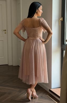 Rochie de ocazie midi din tull si dantela 6