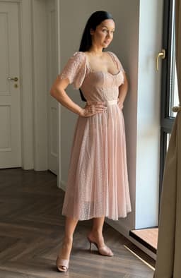 Rochie de ocazie midi din tull si dantela 5