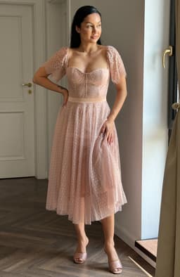 Rochie de ocazie midi din tull si dantela 2