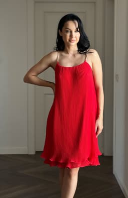 Rochie de ocazie midi plisata rosie 3