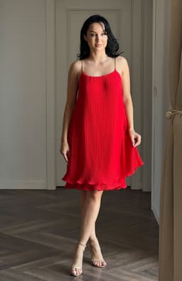 Rochie de ocazie midi plisata rosie 4