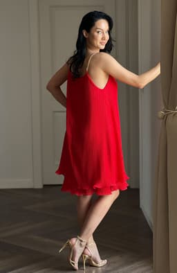 Rochie de ocazie midi plisata rosie 5