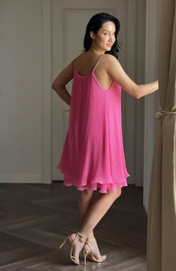 Rochie de ocazie midi plisata roz 5