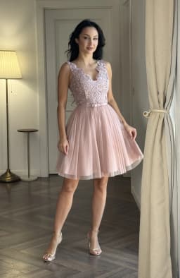 Rochie de ocazie roz cu dantela 3