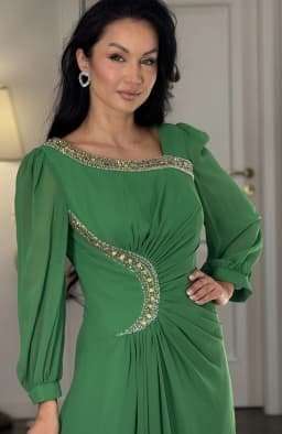 Rochie de ocazie verde lunga din voal 7