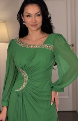 Rochie de ocazie verde lunga din voal 2