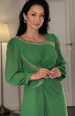 Rochie de ocazie verde lunga din voal 6