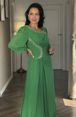 Rochie de ocazie verde lunga din voal 5