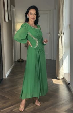 Rochie de ocazie verde lunga din voal 3