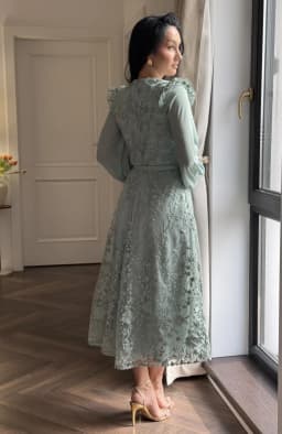 Rochie de ocazie verde menta cu dantela 3