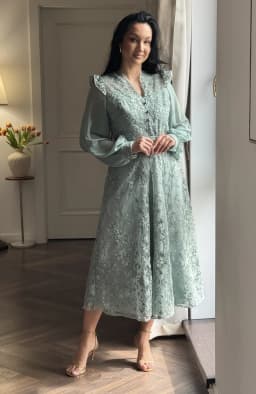 Rochie de ocazie verde menta cu dantela 4